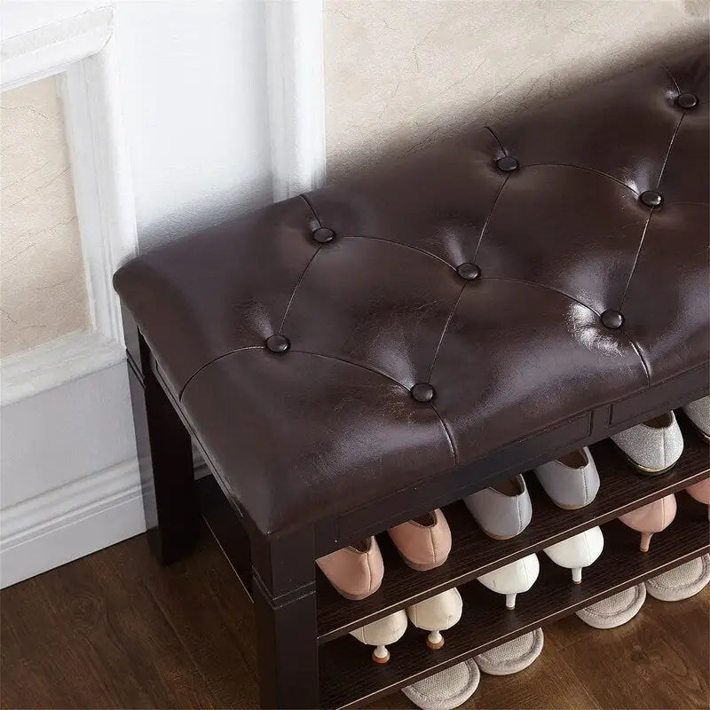 Banc de rangement pour chaussures avec coussin - 31,5P x 13,8L x 18,9H