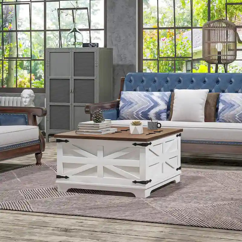 Table basse de ferme avec rangement pour salon