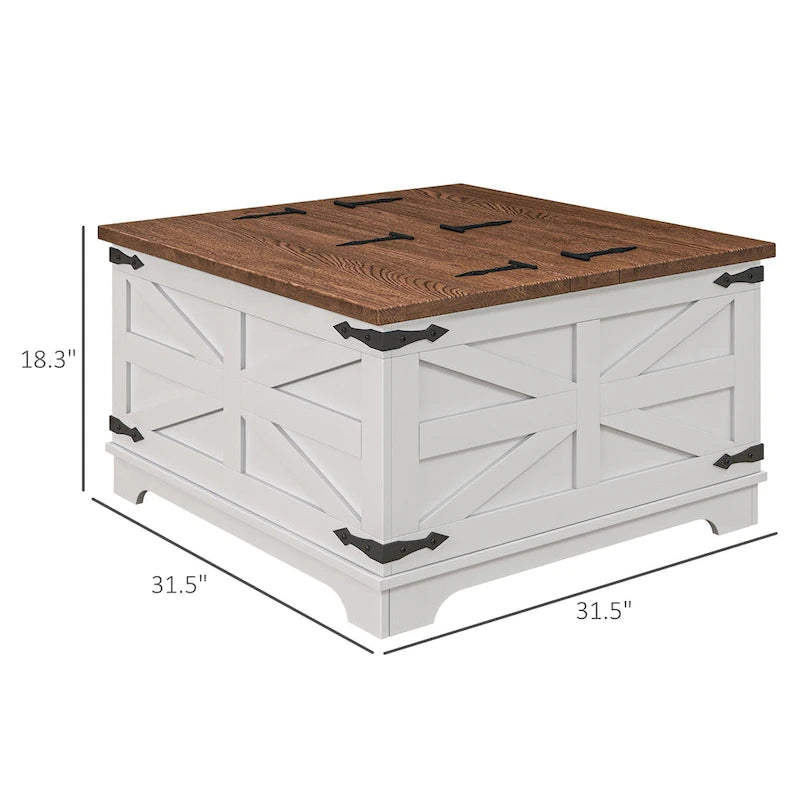 Table basse de ferme avec rangement pour salon