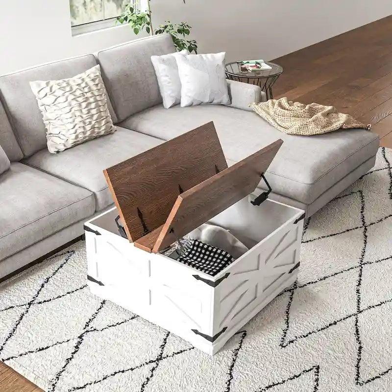 Table basse de ferme avec rangement pour salon