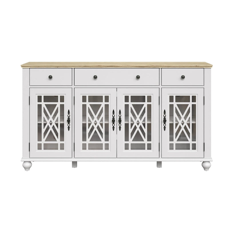 Buffet vaisselier de cuisine style vintage avec tiroirs - 63 po de largeur