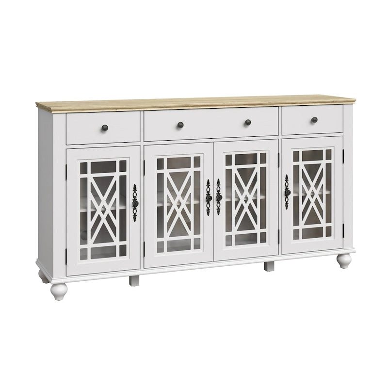 Buffet vaisselier de cuisine style vintage avec tiroirs - 63 po de largeur