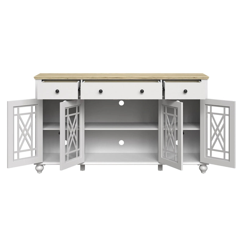 Buffet vaisselier de cuisine style vintage avec tiroirs - 63 po de largeur