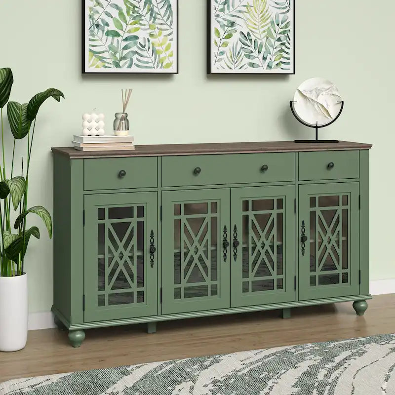 Buffet vaisselier de cuisine style vintage avec tiroirs - 63 po de largeur