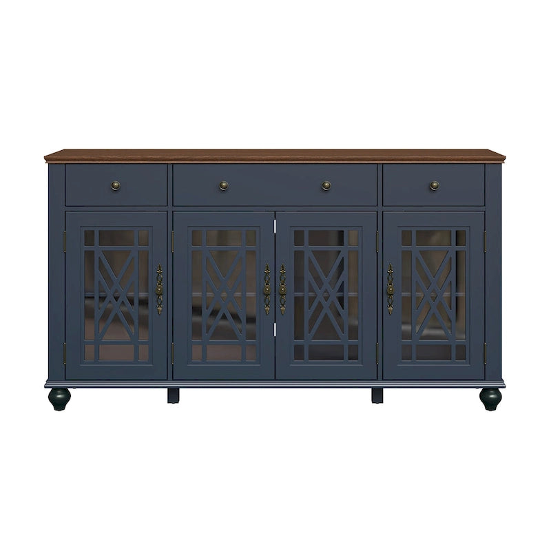 Buffet vaisselier de cuisine style vintage avec tiroirs - 63 po de largeur