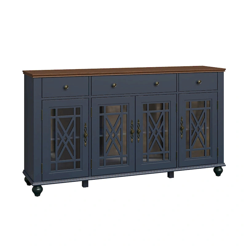 Buffet vaisselier de cuisine style vintage avec tiroirs - 63 po de largeur