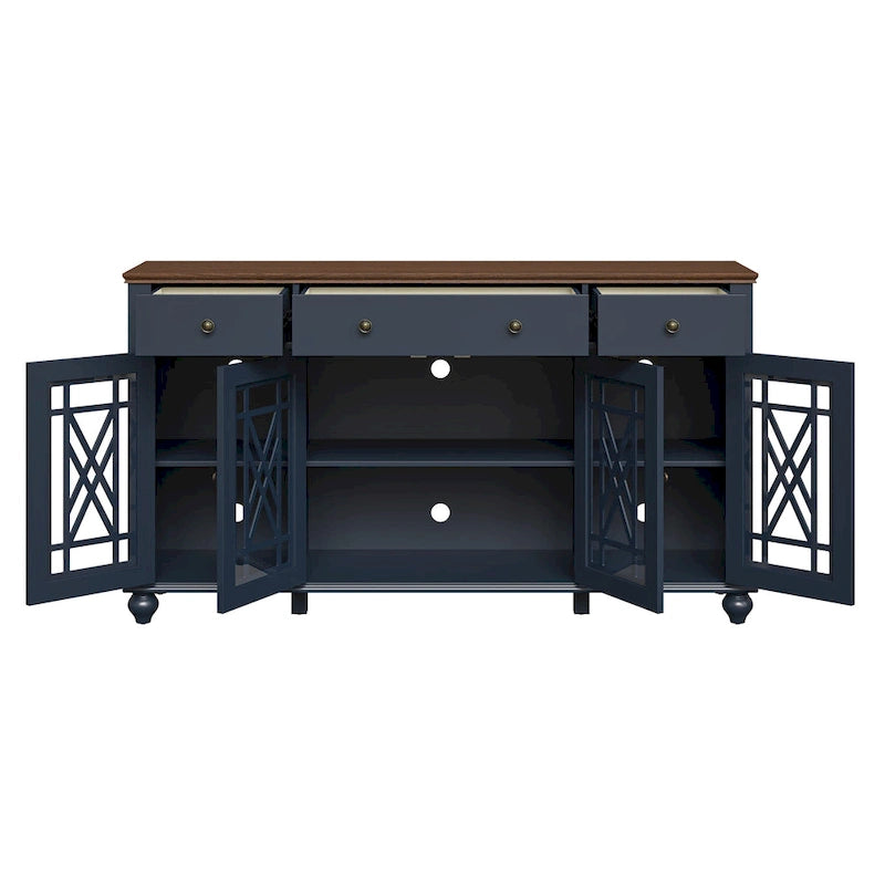 Buffet vaisselier de cuisine style vintage avec tiroirs - 63 po de largeur