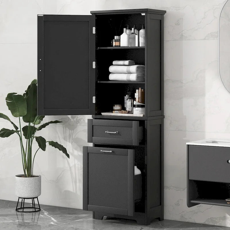 Meuble de rangement pour linge de 20 po L x 13 po P x 68,1 po H avec 2 tiroirs de tailles différentes et une étagère réglable