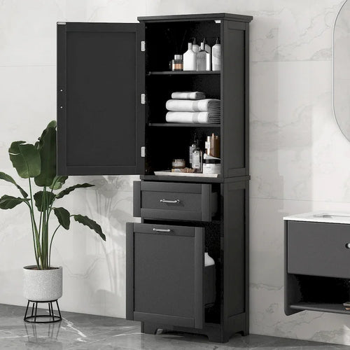 Meuble de rangement pour linge de 20 po L x 13 po P x 68,1 po H avec 2 tiroirs de tailles différentes et une étagère réglable