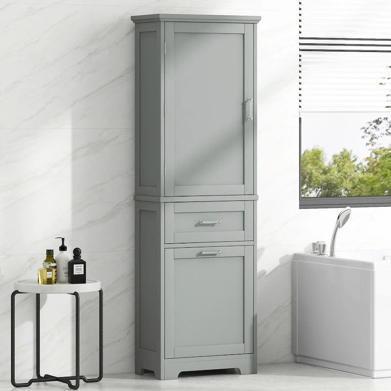Meuble de rangement pour linge de 20 po L x 13 po P x 68,1 po H avec 2 tiroirs de tailles différentes et une étagère réglable
