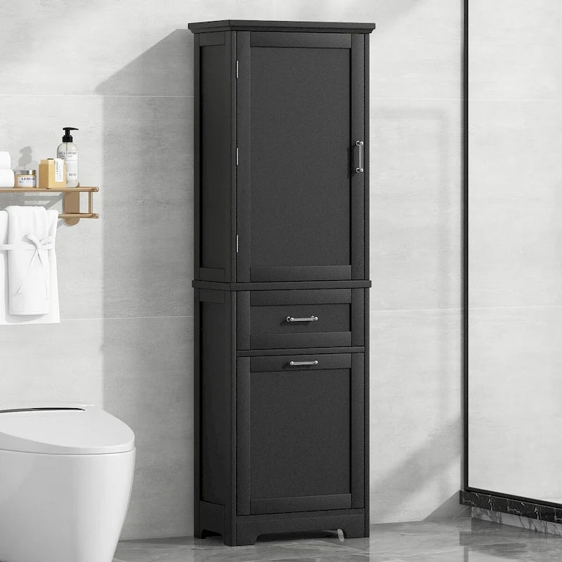 Meuble de rangement pour linge de 20 po L x 13 po P x 68,1 po H avec 2 tiroirs de tailles différentes et une étagère réglable