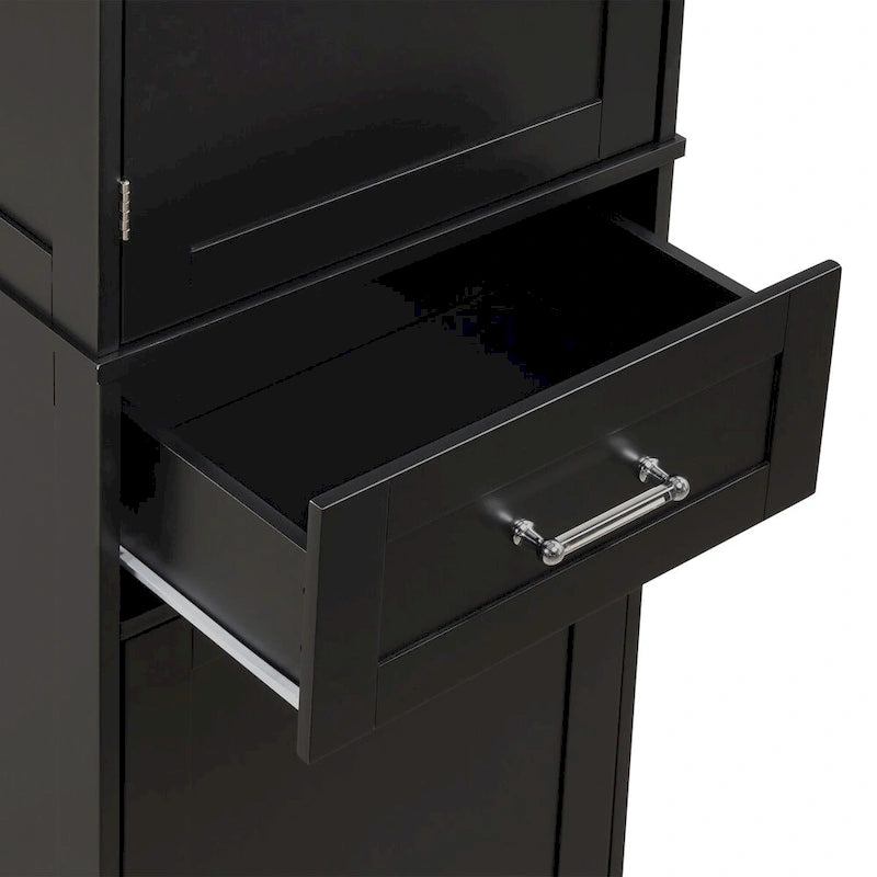 Meuble de rangement pour linge de 20 po L x 13 po P x 68,1 po H avec 2 tiroirs de tailles différentes et une étagère réglable